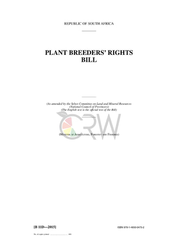 Plant Breeders' Rights Amendment Bill B11D - 2015