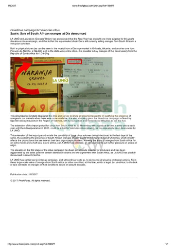 Spain: Sale of South African oranges at Dia denounced