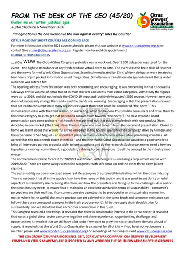 CGA - CEO Newsletter 45/2020 (06/11/20)