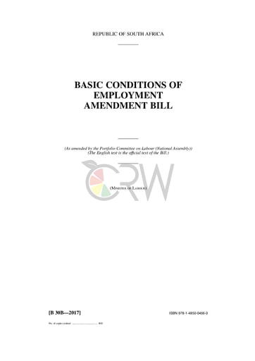 Basic Conditions of Employment Amendment Bill B30B - 2017