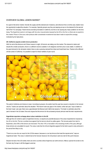 Overview: Global Lemon Market