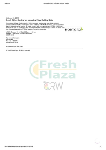 Seminar on managing False Codling Moth
