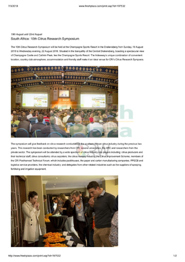 South Africa: 10th Citrus Research Symposium