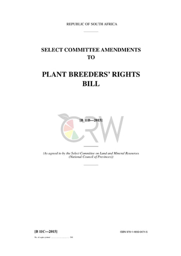 Plant Breeders' Rights Amendment Bill B11C - 2015