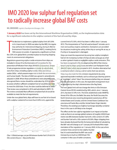 IMO 2020 low sulphur fuel regulation set to radically increase global BAF costs