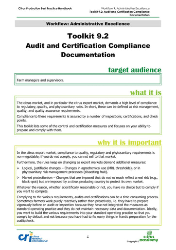 Toolkit 9.2 - Audit & Certification Compliance Documentation