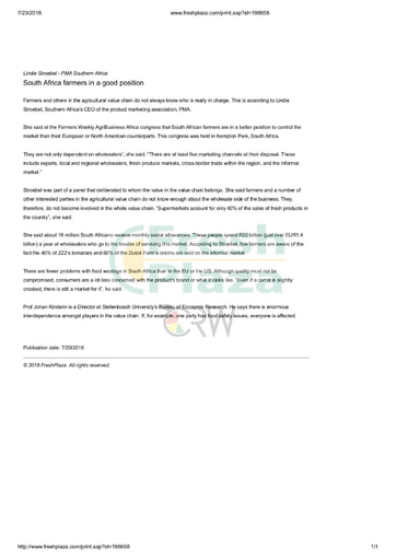 South Africa farmers in a good position
