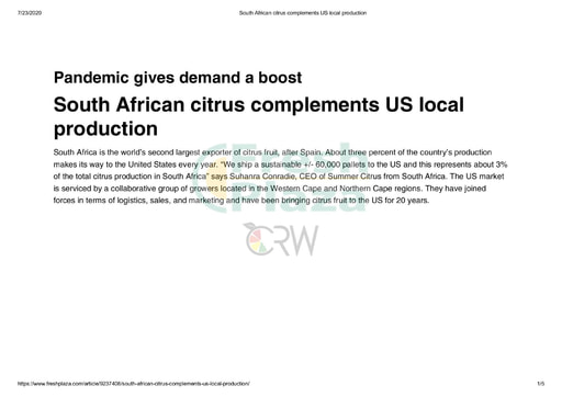 South African citrus complements U.S. local production
