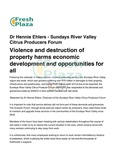 Violence and destruction of property harms economic development