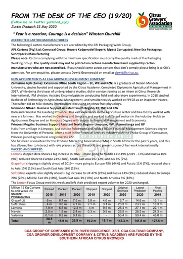 CGA - CEO Newsletter 19/2020 (22/05/20)