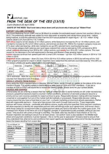 CGA - CEO Newsletter 13/2015 (10/04/15)