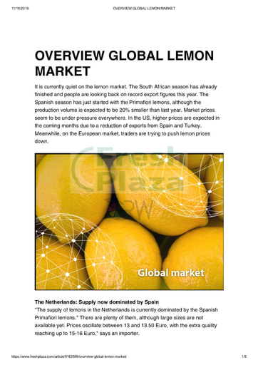Overview: Global Lemon Market