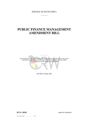 Public Finance Management Amendment Bill B13 - 2020