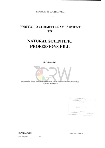 Natural Scientific Professions Bill B56C - 2002