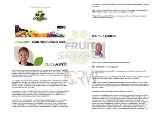 Fruit SA Newsletter (September / October 2021)