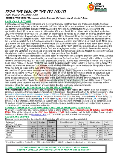 CGA - CEO Newsletter 42/2012 (26/10/12)