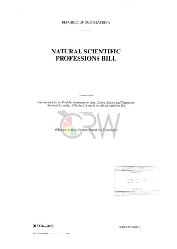 Natural Scientific Professions Bill B56D - 2002