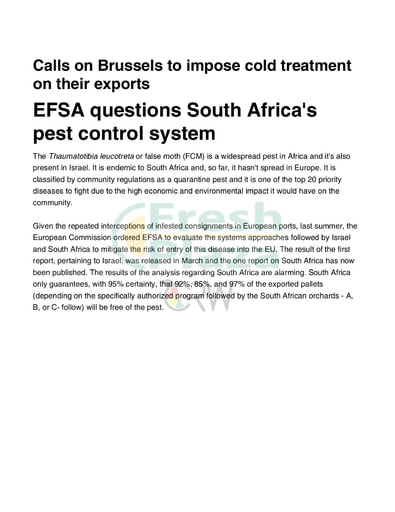 EFSA questions South Africa's pest control system