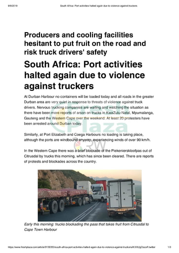 Port activities halted again due to violence against truckers