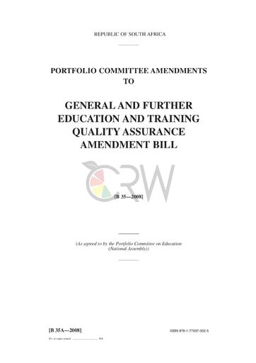General FET Quality Assurance Amendment Bill B35A - 2008