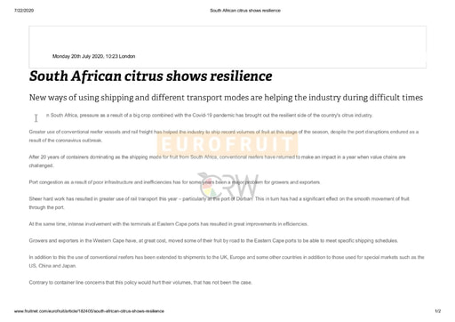 South African citrus shows resilience