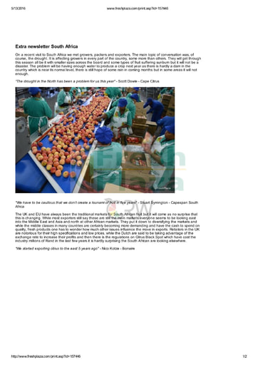 Extra newsletter: South Africa