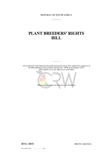 Plant Breeders Rights Amendment Bill B11 - 2015
