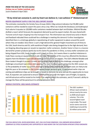 CGA - CEO Newsletter 13/2021 (09/04/21)