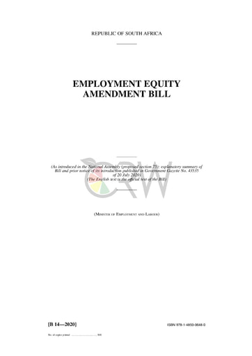 Employment Equity Amendment Bill B14 - 2020