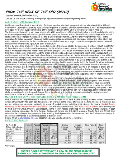 CGA - CEO Newsletter 39/2012 (05/10/12)