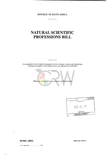 Natural Scientific Professions Bill B56B - 2002