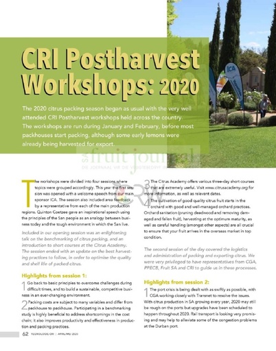 CRI Postharvest Workshops 2020