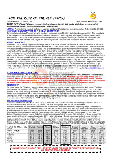 CGA - CEO Newsletter 23/2009 (12/06/09)