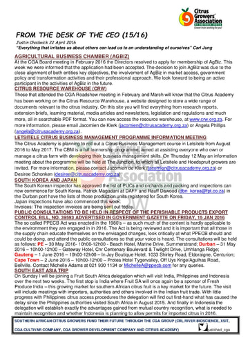 CGA - CEO Newsletter 14/2016 (22/04/16)