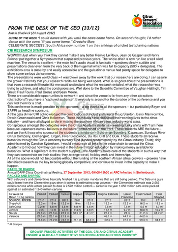 CGA - CEO Newsletter 33/2012 (24/08/12)