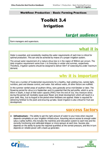 Toolkit 3.4 - Irrigation