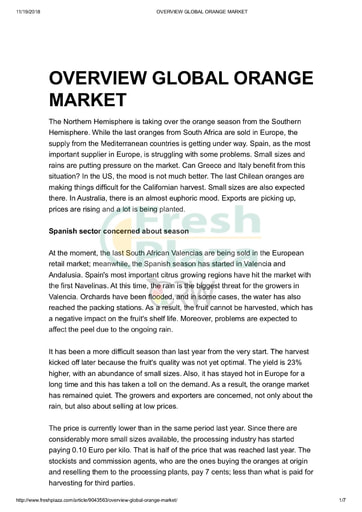Overview: Global Orange Market