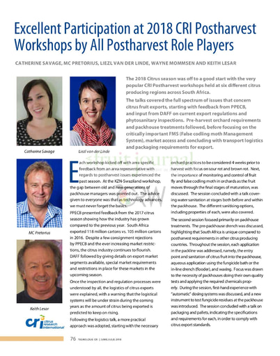 Excellent participation at 2018 CRI Postharvest Workshops...