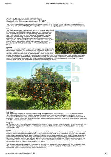 Citrus export estimates for 2017