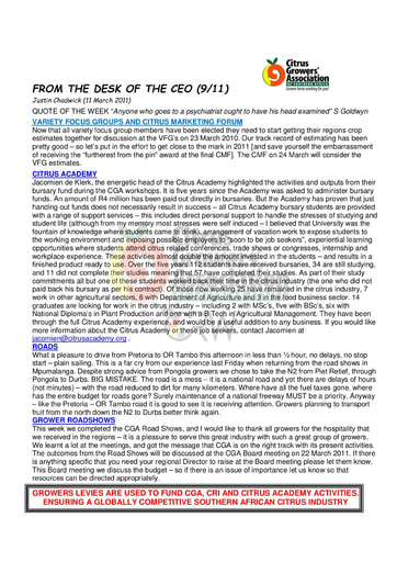 CGA - CEO Newsletter 09/2011 (11/03/11)