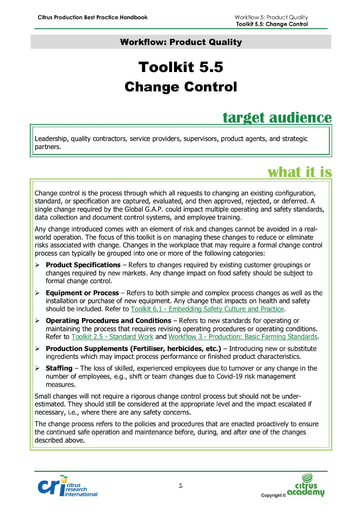 Toolkit 5.5 - Change Control