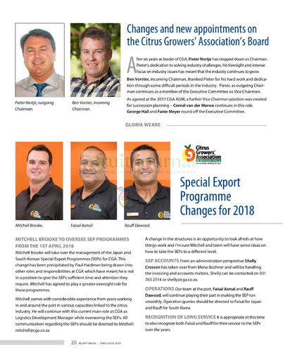 Changes and new appointments on the CGA Board
