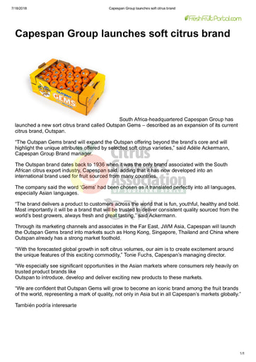 Capespan Group launches soft citrus brand