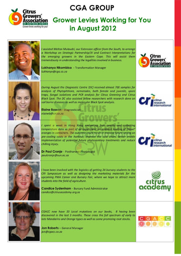 CGA Grower Levies Working for You 08/2012