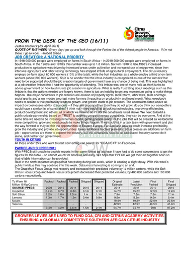 CGA - CEO Newsletter 16/2011 (29/04/11)