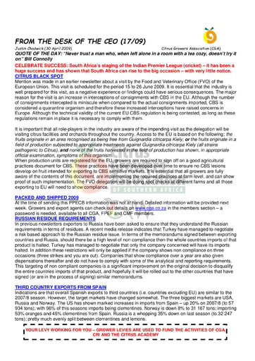 CGA - CEO Newsletter 17/2009 (30/04/09)
