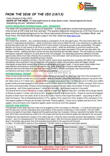 CGA - CEO Newsletter 18/2013 (03/05/13)