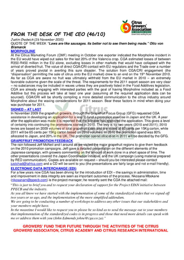 CGA - CEO Newsletter 46/2010 (26/11/10)