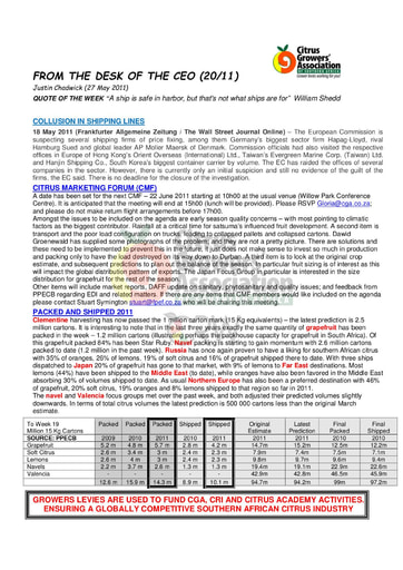 CGA - CEO Newsletter 20/2011 (27/05/11)