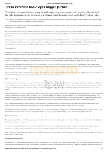 Fresh Produce India eyes bigger future